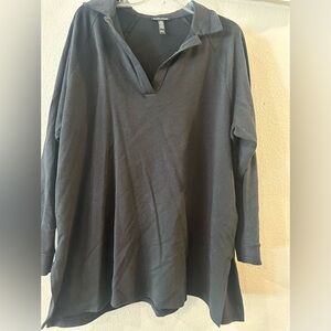 Eileen Fisher Washed Black Long Sleeve Tunic